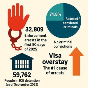 Infographic showing arrest statistics
