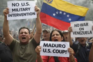Venezuelan protesters gather during political unrest in Caracas