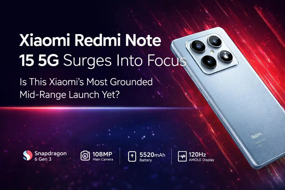 Xiaomi Redmi Note 15 5G smartphone featuring 108MP camera, AMOLED display, and Snapdragon 6 Gen 3 chipset launched in India